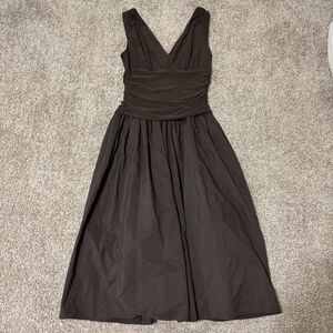 Eliza J Chocolate Brown V-Neck Midi Dress